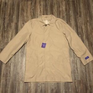 Savile Row Co. London Coat Men's Large Edgar Tan Hidden Button Front Classic NWT
